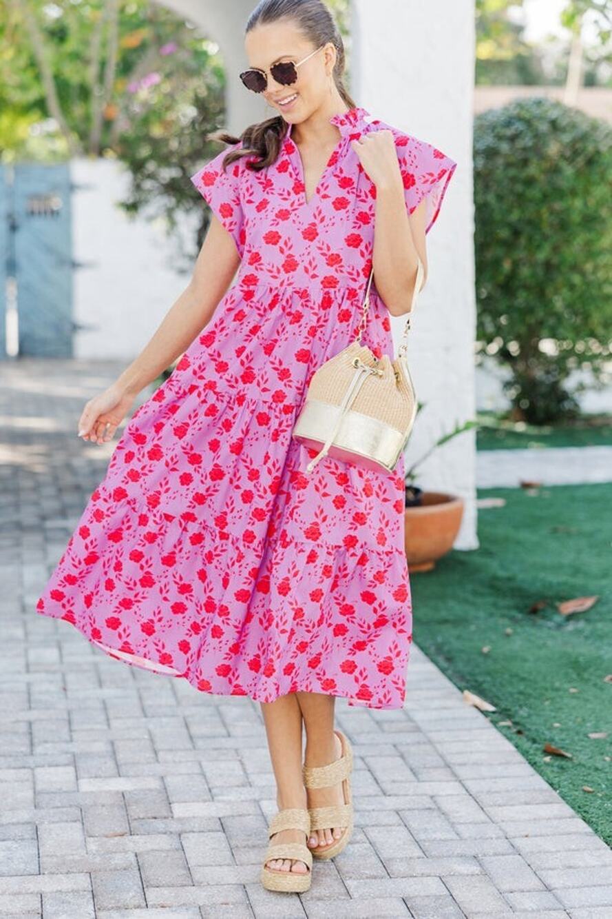Shop The Mint Dress M Fuchsia Floral In Your Dreams Midi